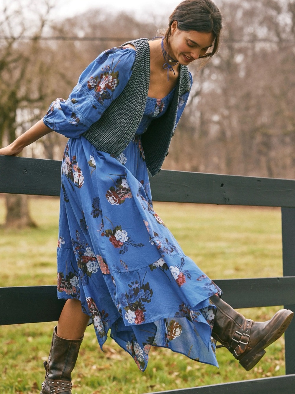 Free People Morning Glory Smocked Maxi Dress L - Picture 2 of 13